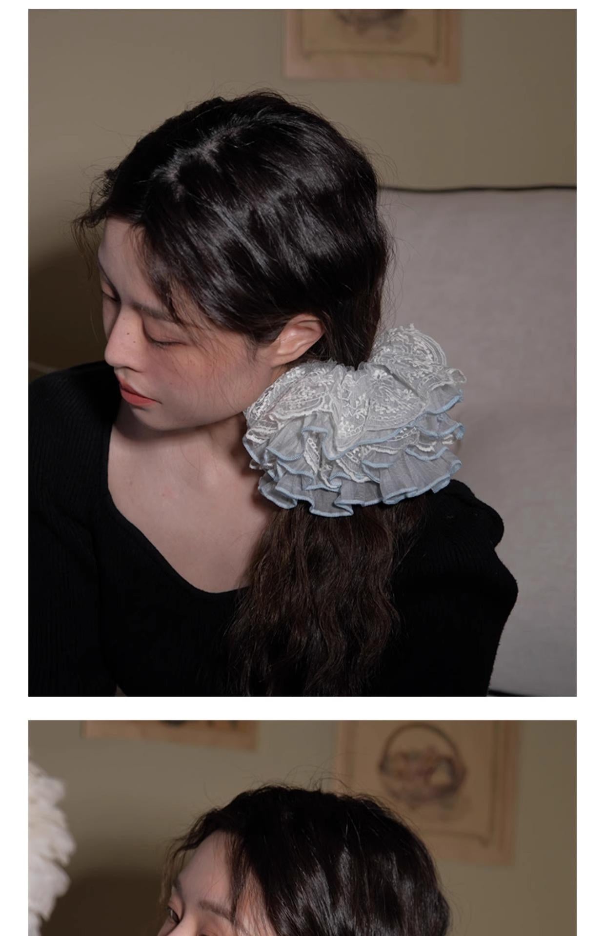 &lt;Dreamland&gt; Sheer Lace Hair Tie Ins Hair Accessories for Women Bun French Retro Hair Rope Hair Ornament Hair Flower