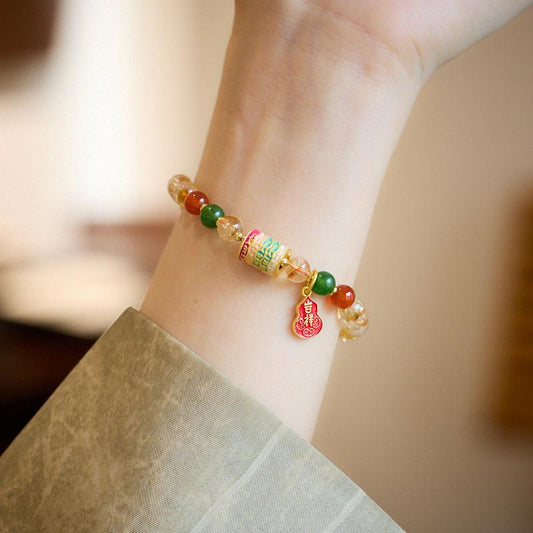 Natural 6MM Yellow Crystal Bracelet for Women Five Strands Auspicious Ruyi Crystal Bracelet High-end Feel Best Friend Gift Wholesale