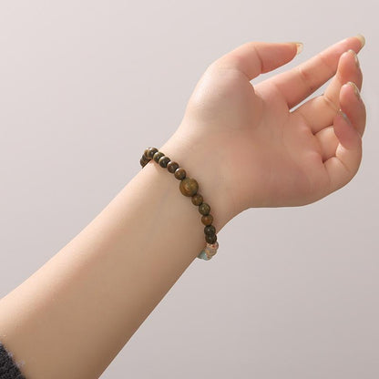 Natural 6MM Green Sandalwood Bracelet Shoushan Stone Buddha Beads Prayer Beads Bracelet New Chinese Style Sandalwood Bracelet