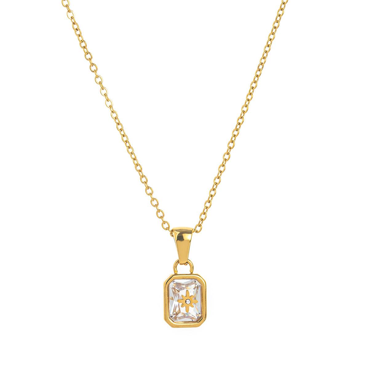 Titanium Steel High Color Retention European and American New North Star Birthstones Necklace 12 Birthday Crystal XINGX Clavicle Pendant Necklace