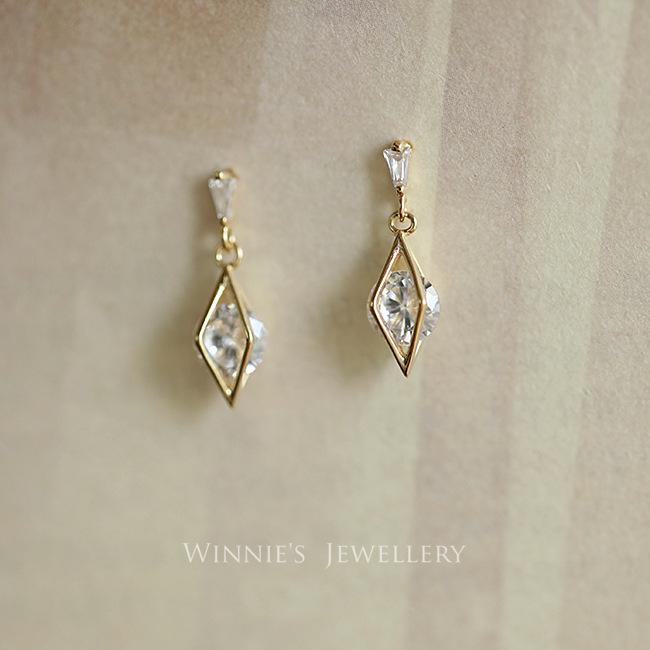 S925 Sterling Silver 14K Gold Plated Earrings Sunlight Radiant Prismatic Simple Elegant Versatile Super Sparkling Zircon Earrings