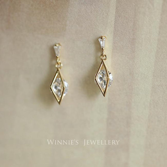 S925 Sterling Silver 14K Gold Plated Earrings Sunlight Radiant Prismatic Simple Elegant Versatile Super Sparkling Zircon Earrings