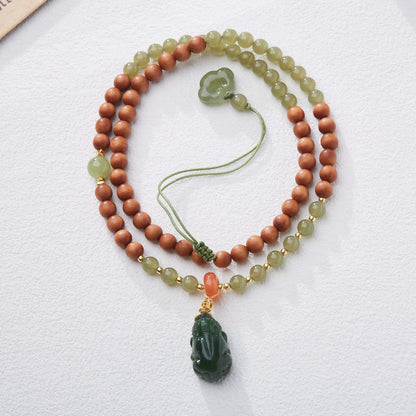 Natural Hetian Jade Hugging Buddha Pendant Necklace Couple Style Jade Pendant Exquisite Carving Braided Cord