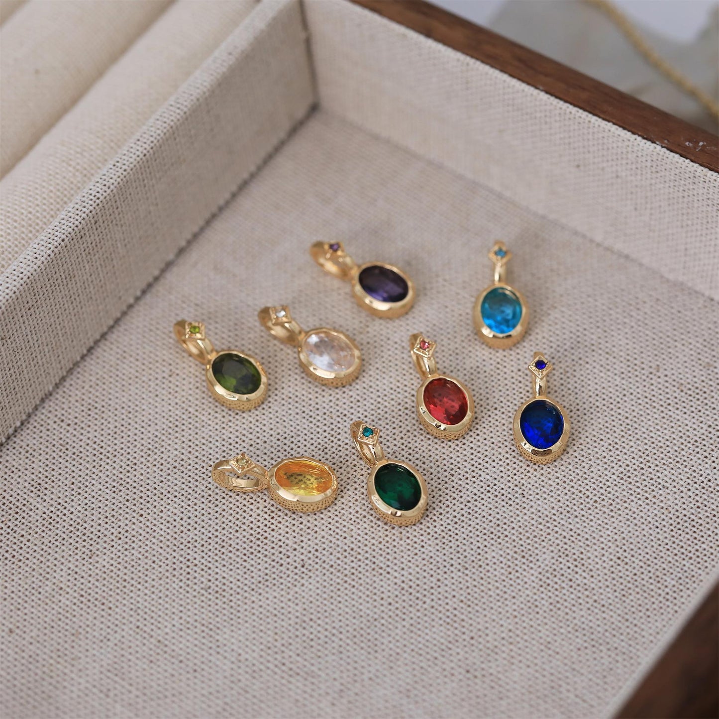 Artistic Retro Free DIY Custom Twelve Birthstone Necklace for Women Family Birthday Gift Collarbone Chain