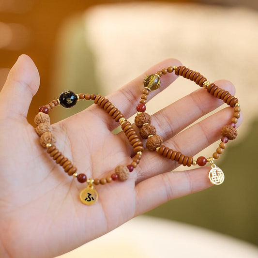 Original Rudraksha Bracelet Olivine Tea Crystal Agate Crystal Couple Bracelet