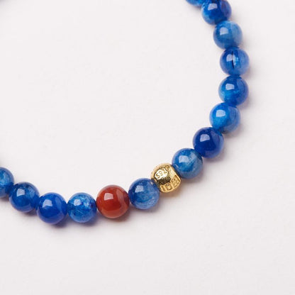 Natural 6MM Kyanite Bracelet for Women S925 Hundred Blessings Mountain Viewing Moon Viewing Bracelet Oil Painting Blue Gemstone Bracelet