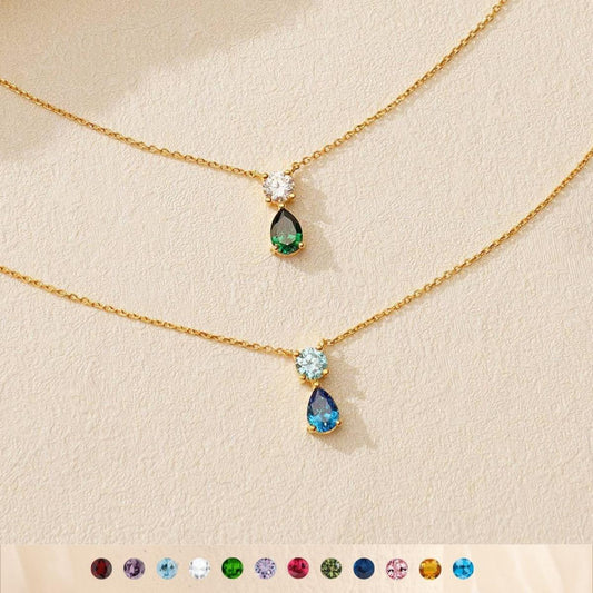 Titanium Steel 12 Birthstone Zircon Vintage Art Necklace Clavicle Chain High Color Retention 18K Gold Plated Necklace