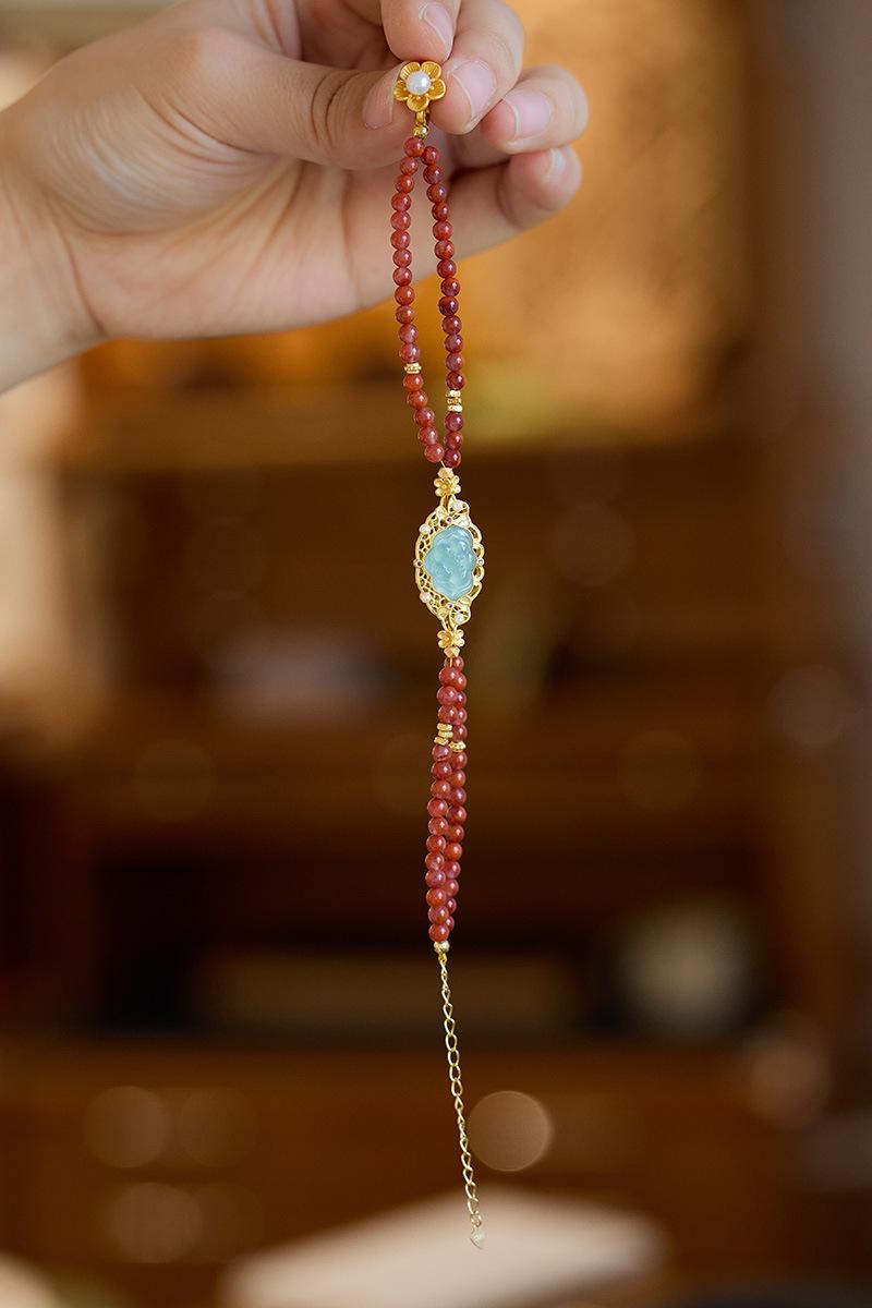 New Chinese Style Natural Sichuan Material 4MM Liangshan South Red Agate Bracelet for Women with Small Beads Cherry Persimmon Red South Red Agate Collection