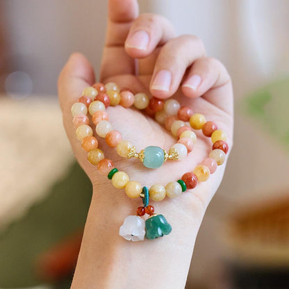 Temple Natural Xinjiang Pumpkin Beads Bracelet Couple Retro Ethnic Style Gourd Pumpkin Jinsi Jade Bracelet