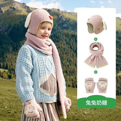 Baby Hat Autumn Winter Children Knitted Hat Ear Protection Baby Cute Girl Scarf Gloves Boy New Style