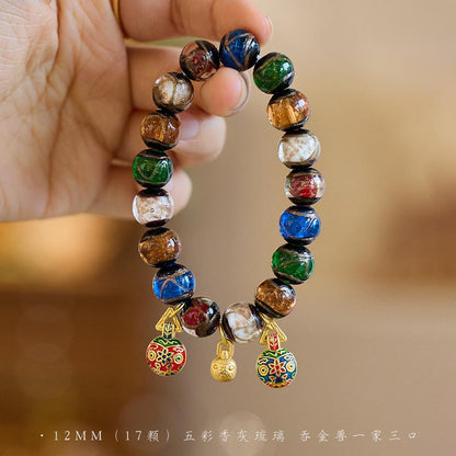 Incense Ash Glazed Bracelet Five-Color Incense Ash Family of Three Perfect Harmony Gold-Devouring Beast Palace Bracelet