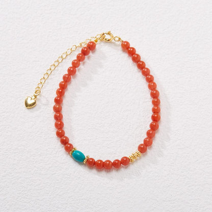 New Chinese Style Natural Sichuan Material 4MM Liangshan South Red Agate Bracelet for Women with Small Beads Cherry Persimmon Red South Red Agate Collection