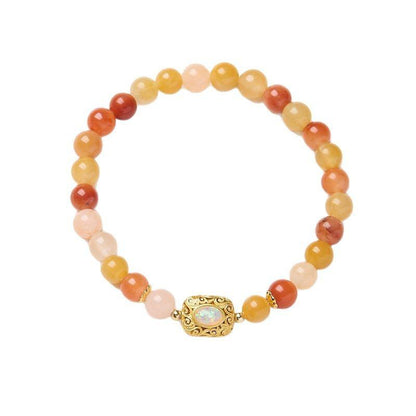 Natural 6MM Gold Silk Jade Bracelet for Women New Chinese Style Gourd Vintage High-end Jade Bracelet