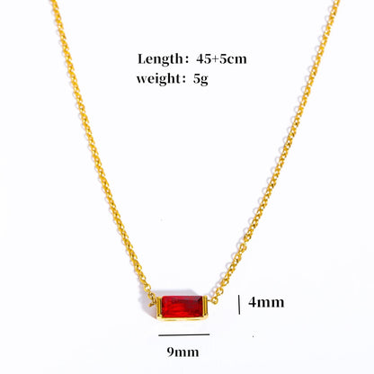 Titanium Steel Birthstone 12 Birthstone Zircon Necklace Monthly Stone Women High Color Retention Ins Necklace