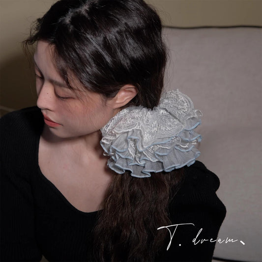 &lt;Dreamland&gt; Sheer Lace Hair Tie Ins Hair Accessories for Women Bun French Retro Hair Rope Hair Ornament Hair Flower