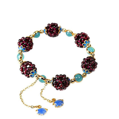 National Style Natural Garnet Simple Women's Garnet Bracelet with Tianhe Stone Cloisonné Accessories Beaded Bracelet Jewelry