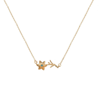 December Birthstone Pendant 3D Decorative Flower Pendant Necklace Gold-Plated Sweater Chain