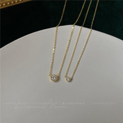 Single Mini Moissanite Sparkling Diamond Sterling Silver Necklace Simple Layered European and American Style Short Exquisite Collarbone Chain