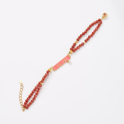 New Chinese Style Natural Sichuan Material 4MM Liangshan South Red Agate Bracelet for Women with Small Beads Cherry Persimmon Red South Red Agate Collection