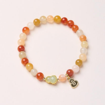 Natural 6MM Gold Silk Jade Bracelet for Women New Chinese Style Gourd Vintage High-end Jade Bracelet