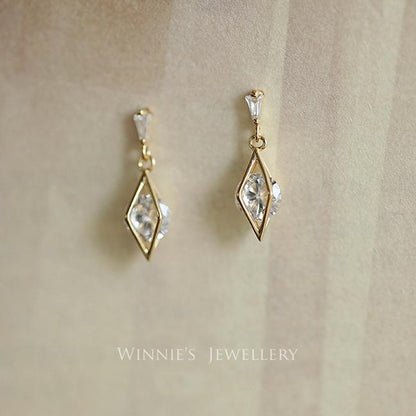 S925 Sterling Silver 14K Gold Plated Earrings Sunlight Radiant Prismatic Simple Elegant Versatile Super Sparkling Zircon Earrings