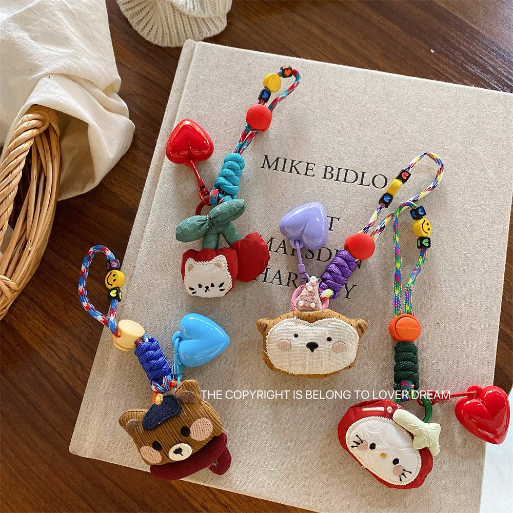 New Cartoon Doll Heart-shaped Lanyard Hanging Ornament Sweet Cute Keychain Bag Pendant Adjustable Lanyard