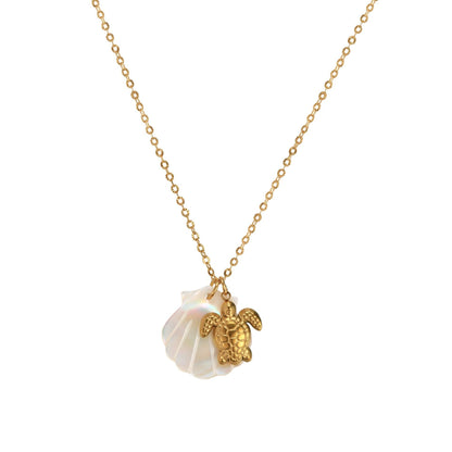 Titanium Steel High Color Retention European and American Beach Starfish Necklace Summer Style Conch Pendant Shell DIY Necklace 18K Gold Plated
