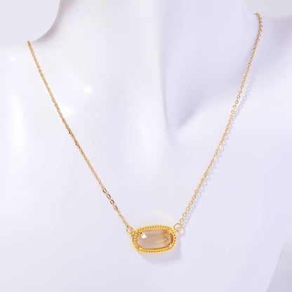 Natural Stone 12 Birthstone Necklace Crystal Pendant Bracelet Light Luxury Electroplated Real Gold Color Retention