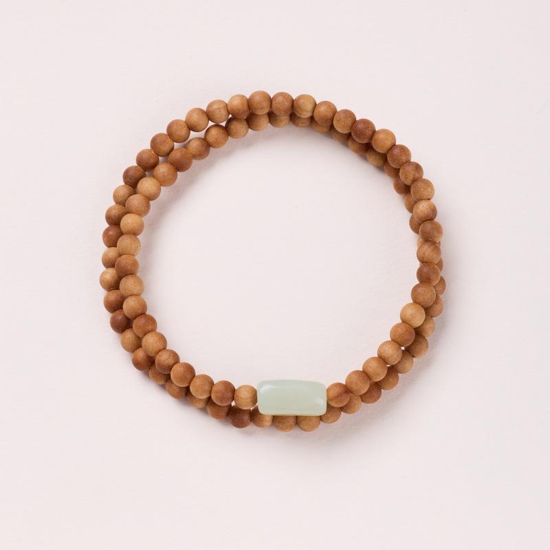 Temple Style Natural Milk Fragrance Barbie Sandalwood Bracelet Hetian Jade New Chinese Style High-end Sandalwood Bracelet