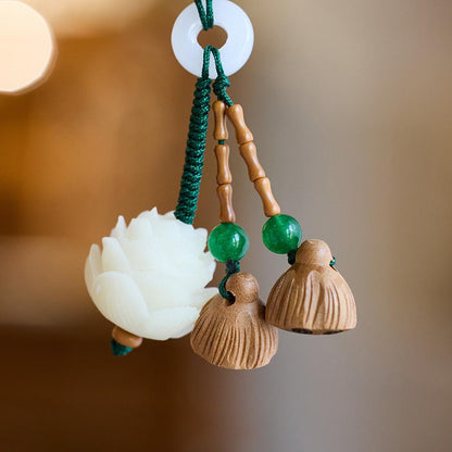 Bodhi Root Lotus Car Keychain Pendant Peach Wood Lotus Pod Cute Exquisite Phone Chain Small Pendant Unisex Hanging Ornament