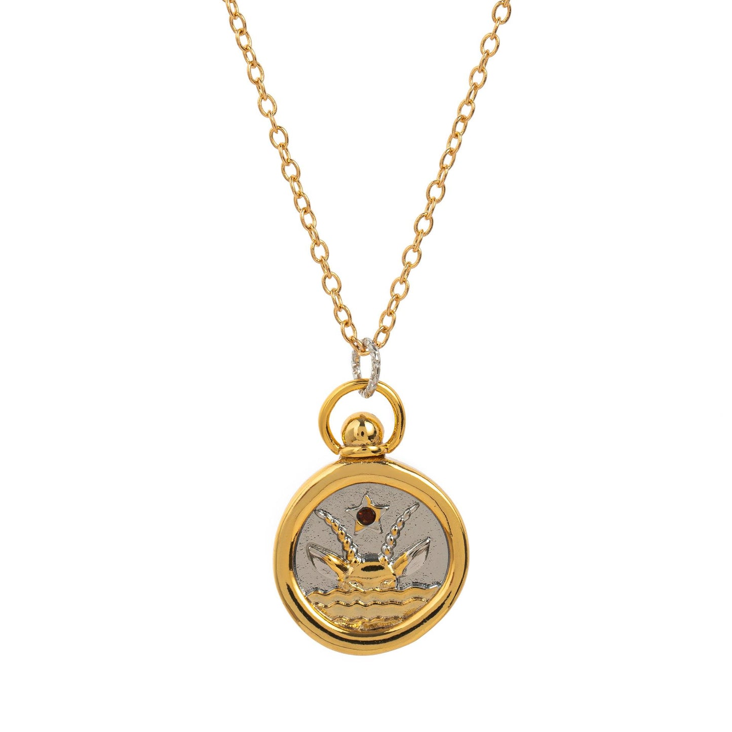 European and American 12 Zodiac Sign Stamp Color Retention Casting Plated 18K Gold Contrast Pendant Necklace for Women Twelve Zodiac Sign Necklace