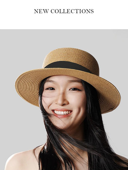 2023 Summer New Women's Straw Hat Outdoor Casual Beach Hat Wide Brim Slimming Sun Hat Vintage Sun Protection Hat