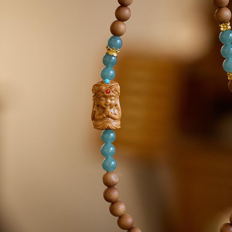Natural Blue Water Jade Bracelet for Women Zakira Ram Milk Fragrance Barbie Sandalwood Cultural Play Bracelet