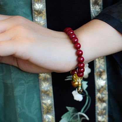 Natural Raw Mineral Purple Gold Sand Cinnabar Bracelet for Women, Gold-Sucking Beast Perfect Bracelet, Zodiac Year Gift
