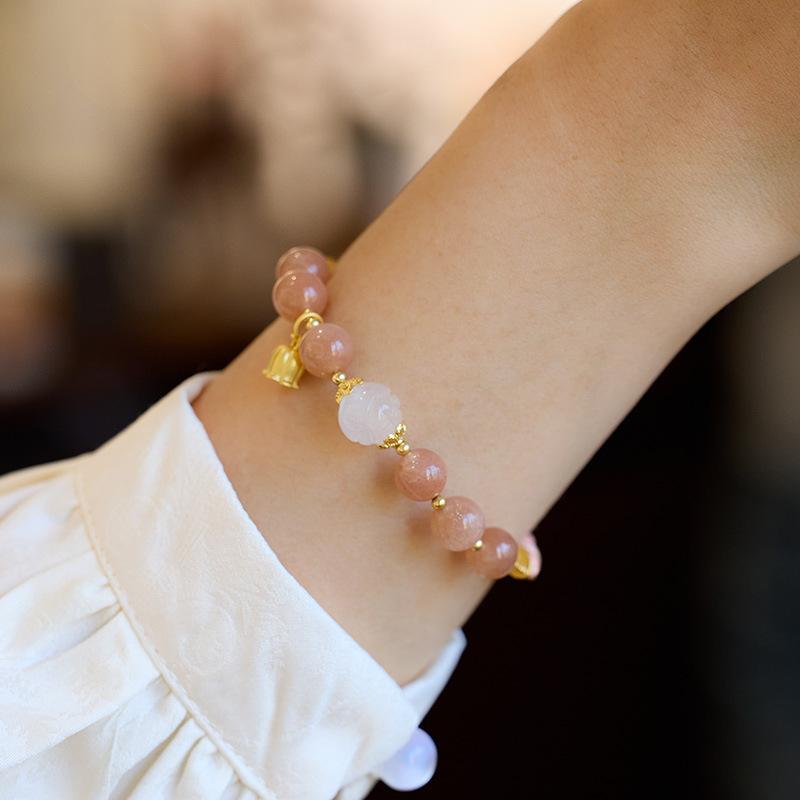 Xianji Same Style Half-Life Natural Sunstone Bracelet for Women Lily of the Valley Ruyi Half Bracelet Best Friend Gift