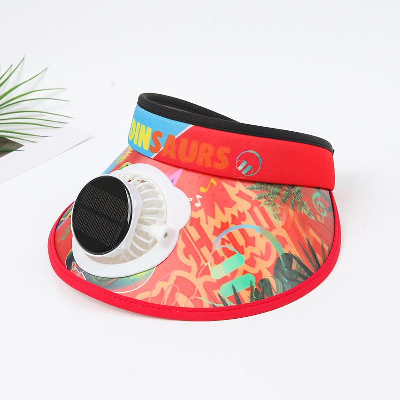Children's Solar Charging Fan Hat Cartoon Boys and Girls Big Kids Outdoor Summer Sunshade Sun Protection Visor Hat