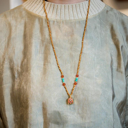 Tibetan Style Zakiram Zodiac Birth Buddha Necklace Thangka Gawu Box New Chinese Style Olive Core Bamboo Knot Pendant