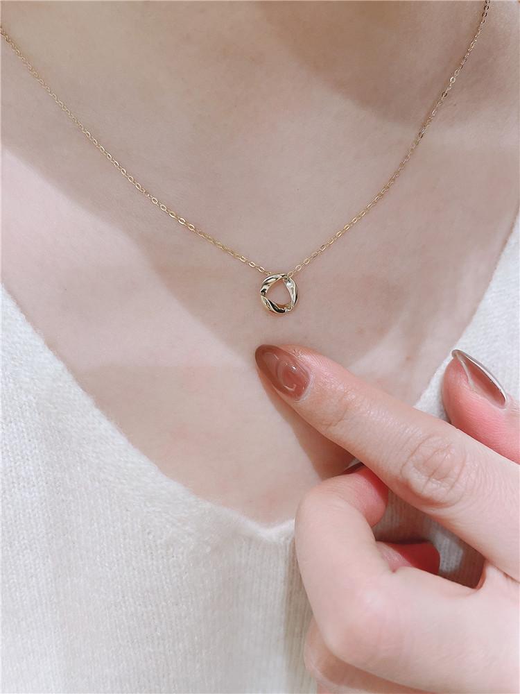 All-over S925 Sterling Silver Gold-plated Necklace for Women Mobius Elegant Versatile Pendant Beautiful Simple Collarbone Chain