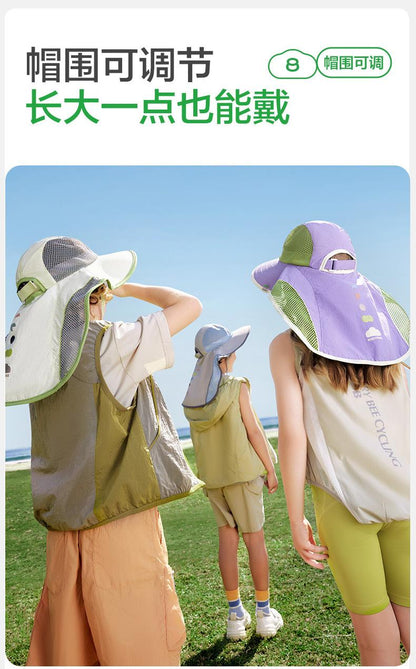 KK Tree Children's Sun Hat UV Protection Boys Girls Wide Brim Sunshade Baby Sun Hat 2025 New Model