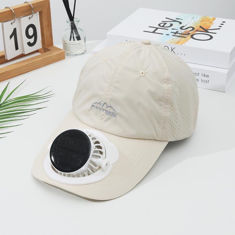 Summer Solar Charging Digital Display Fan Outdoor Quick-Dry Sunshade Sun Protection Wide Breathable Brim Hat Baseball Cap