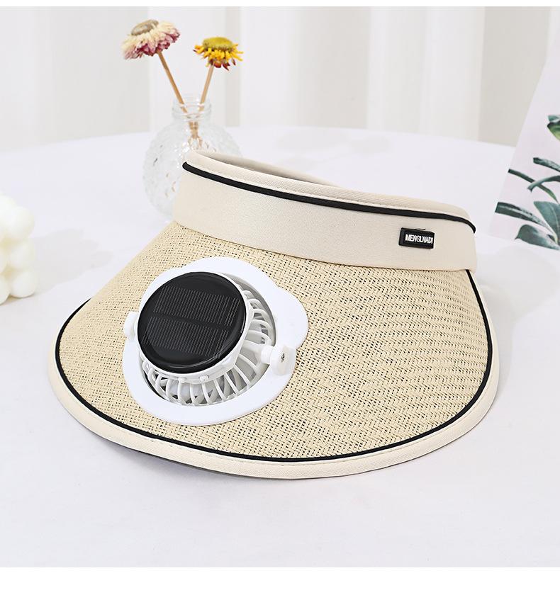 Solar Charging Fan Hat for Girls, Open Weave Wide Brim Hat, Parent-Child Outdoor Sun Hat, Sun Protection, Travel, Adult Style