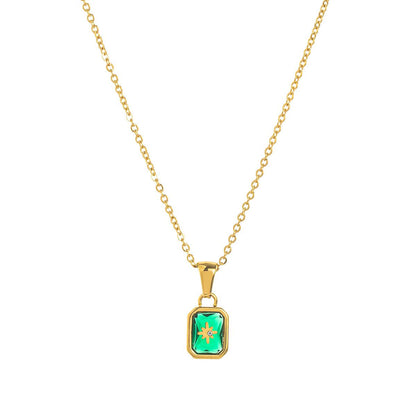 Titanium Steel High Color Retention European and American New North Star Birthstones Necklace 12 Birthday Crystal XINGX Clavicle Pendant Necklace