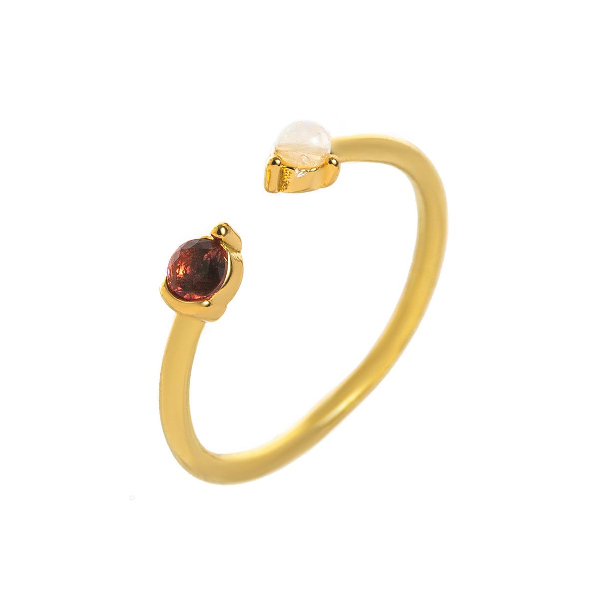 Titanium Steel Color-Retaining Natural Opal Color Zircon December Birthstone Ring Plain Band December Birthstone Plated with 18K Gold