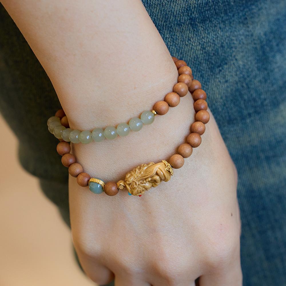 Natural Milk Fragrance Sandalwood Barbie Sandalwood Bracelet Zakiram Hetian Jade High-end Bracelet