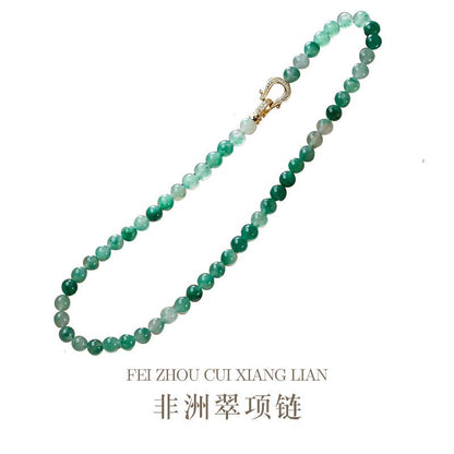 Natural 8MM African Jade Bracelet Neon Jade Necklace Earrings Bracelet Festival Chinese Style Gift