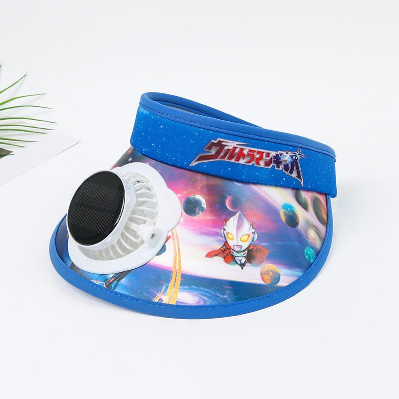 Children's Solar Charging Fan Hat Cartoon Boys and Girls Big Kids Outdoor Summer Sunshade Sun Protection Visor Hat
