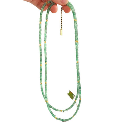 Vintage Natural Dongling Jade UFO Bead Long Necklace with Atmosphere and Multiple Wearing Methods Choker