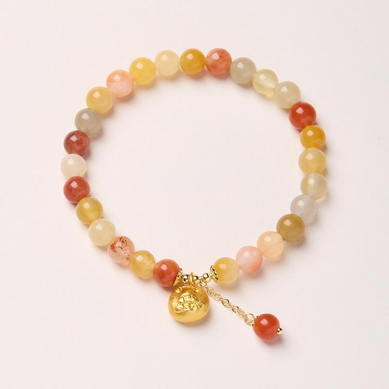 Natural 6MM Gold Silk Jade Bracelet for Women New Chinese Style Gourd Vintage High-end Jade Bracelet