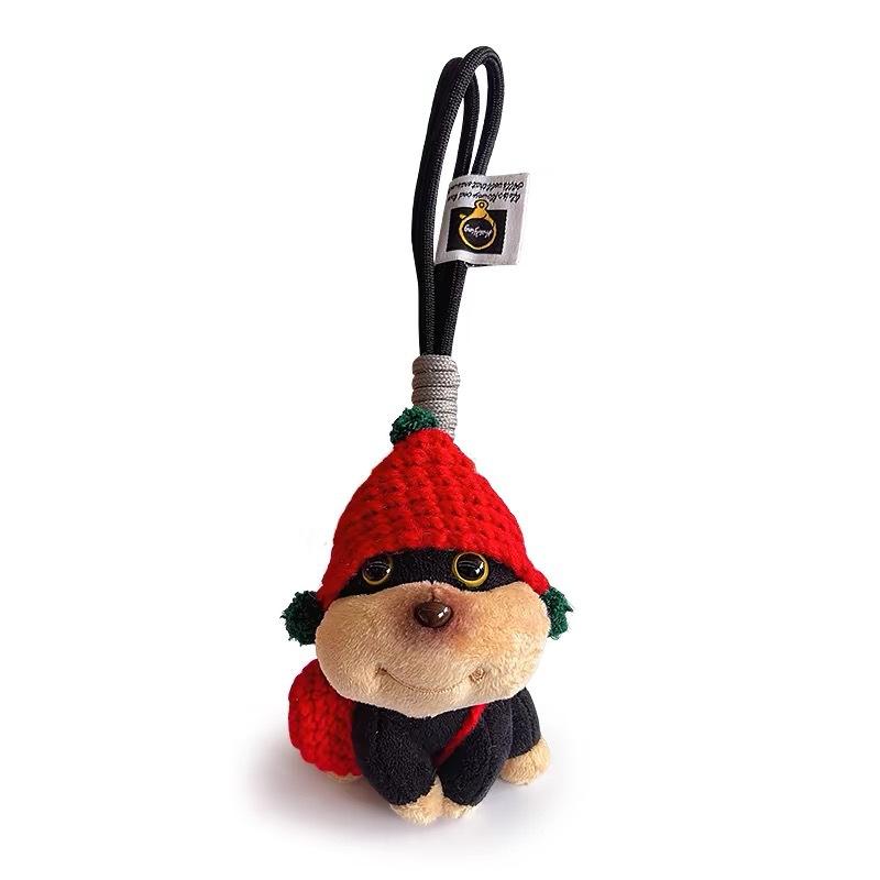 Bee Puppy Backpack with Hat Plush Doll Pendant Bag Pendant Bag Decoration Couple Funny Keychain Doll