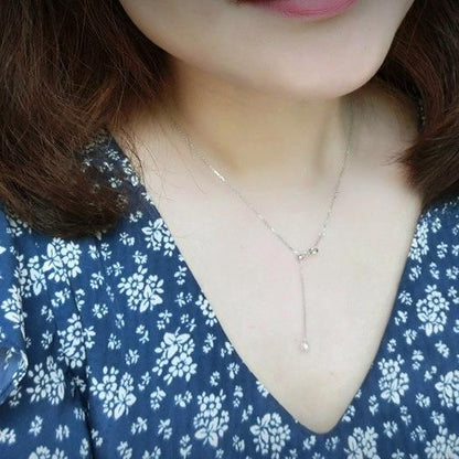 S925 Silver Plated 18K Gold Necklace Mini Pearl Pendant Collarbone Chain Adjustable Minimalist Versatile